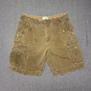 American Eagle Mens Cargo Shorts Brown Distressed Paint Splatter Size 36 Utility
